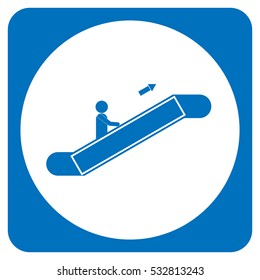 man climbs up an escalator, icon, vector illustration