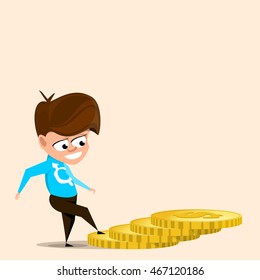 man climbs the ladder. Flat illustration. Vector