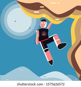 man climbs the mountain illustration  