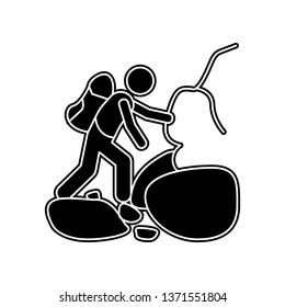 a man climbs mountains icon. Element of Camping for mobile concept and web apps icon. Glyph, flat icon for website design and development, app development