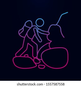 A man climbs mountains nolan icon. Simple thin line, outline vector of camping icons for ui and ux, website or mobile application