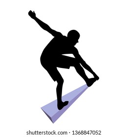 Man climbs on a climbing wall in a climbing gym isolated on a white background. Vector illustration.