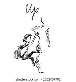 A man climbs a rock. Vector picture.