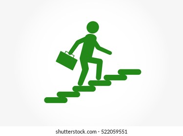 Man climbs up the stairs