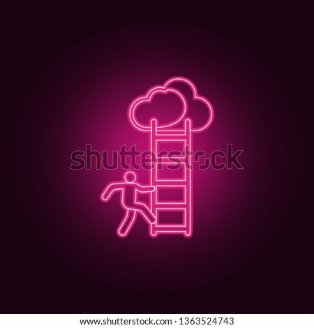 a man climbs the stairs icon. Elements of Sucsess and awards in neon style icons. Simple icon for websites, web design, mobile app, info graphics