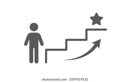 Man climbs the stairs. Progress linear icon. 