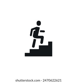 Man climbs the stairs simple glyph icon. Vector solid isolated black illustration.