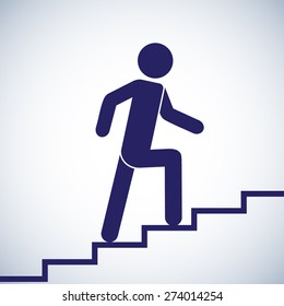 Man climbs the stairs. Symbol Icon. Vector illustration