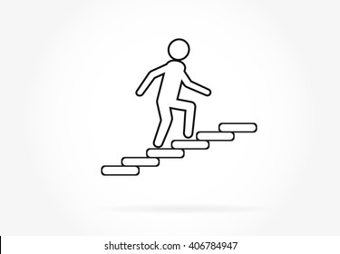Man climbs the stairs. Vector EPS 10