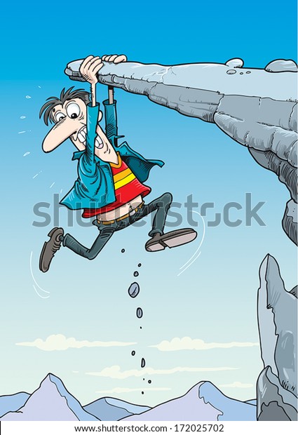 Man Clinging On Edge Cliff Stock Vector (Royalty Free) 172025702