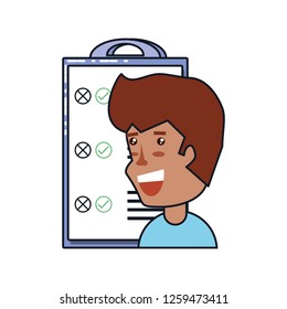 man with clipboard checklist isolated icon