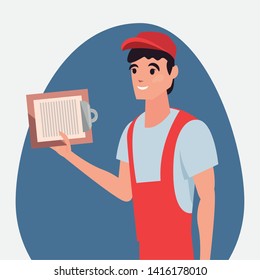 man with clipboard fast delivery logistic
