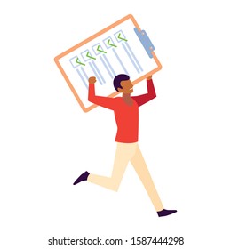 man with clipboard on white background vector illustration design