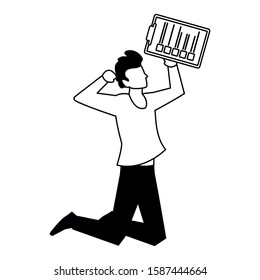 man with clipboard on white background vector illustration design