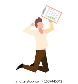 man with clipboard on white background vector illustration design