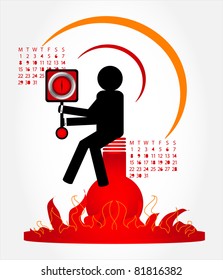 man with clock on fire