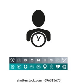 Man with clock as time symbol simple icon
