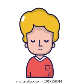 man with closed eyes and casual t-shirt