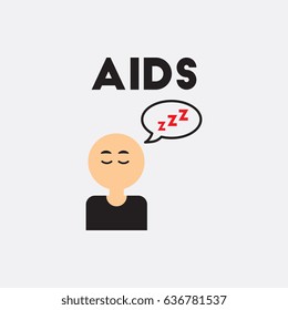 man closing eyes and sleep Vector. various symptoms of AIDS man sleeping a lot