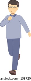 A man closing his mouth with running glasses