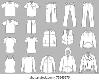 Man clothes collection isolated on grey background