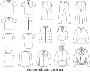 Man clothes collection isolated on white