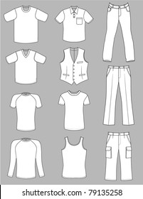 Man clothes grey-scale summer collection isolated on white