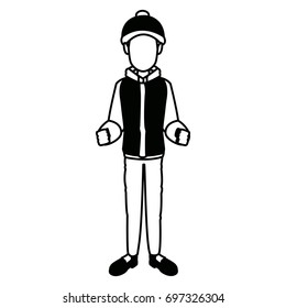 man with clothes snow hat gloves jacket