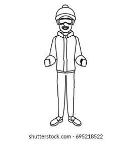 man with clothes snow hat and goggles