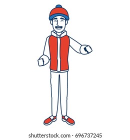 man with clothes snow hat standing character