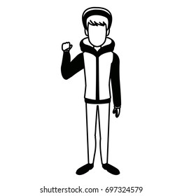 man with clothes snow hat standing character