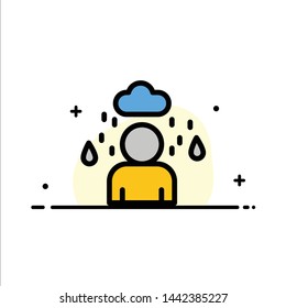 Man, Cloud, Rainy  Business Flat Line Filled Icon Vector Banner Template