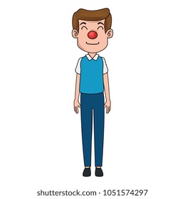 man with clown nose