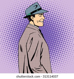 man coat hat retro style pop art