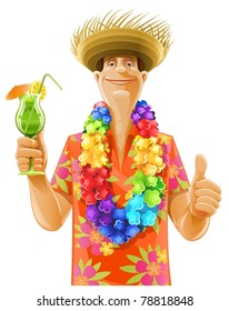 man cocktail hawaii wreath hat