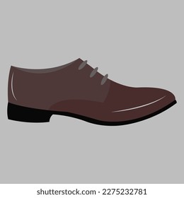 Vector de zapatos de color café hombre, fondo gris.