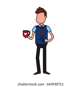 man with coffee cup in his hand and elegant wear