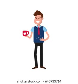 man with coffee cup in his hand and elegant wear