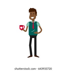 man with coffee cup in his hand and elegant wear