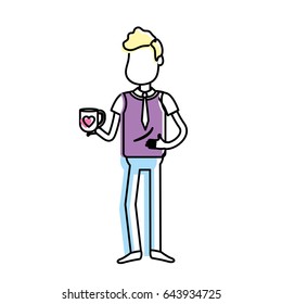 man with coffee cup in his hand and elegant wear