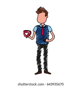 man with coffee cup in his hand and elegant wear