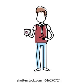 man with coffee cup in his hand and elegant wear