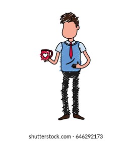 man with coffee cup in his hand and elegant wear