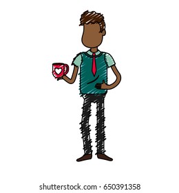 man with coffee cup in his hand and elegant wear