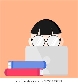 the man ,coffee on book ,cactus and computer vector