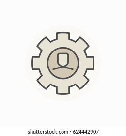 Man in cog colorful icon - vector creative symbol or design element