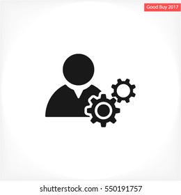 Man and cog  icon