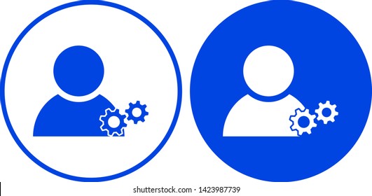 Man with cog icon. Vector illustration