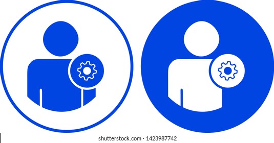 Man with cog icon. Vector illustration