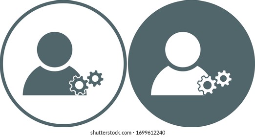 Man with cog icon. Vector illustration
